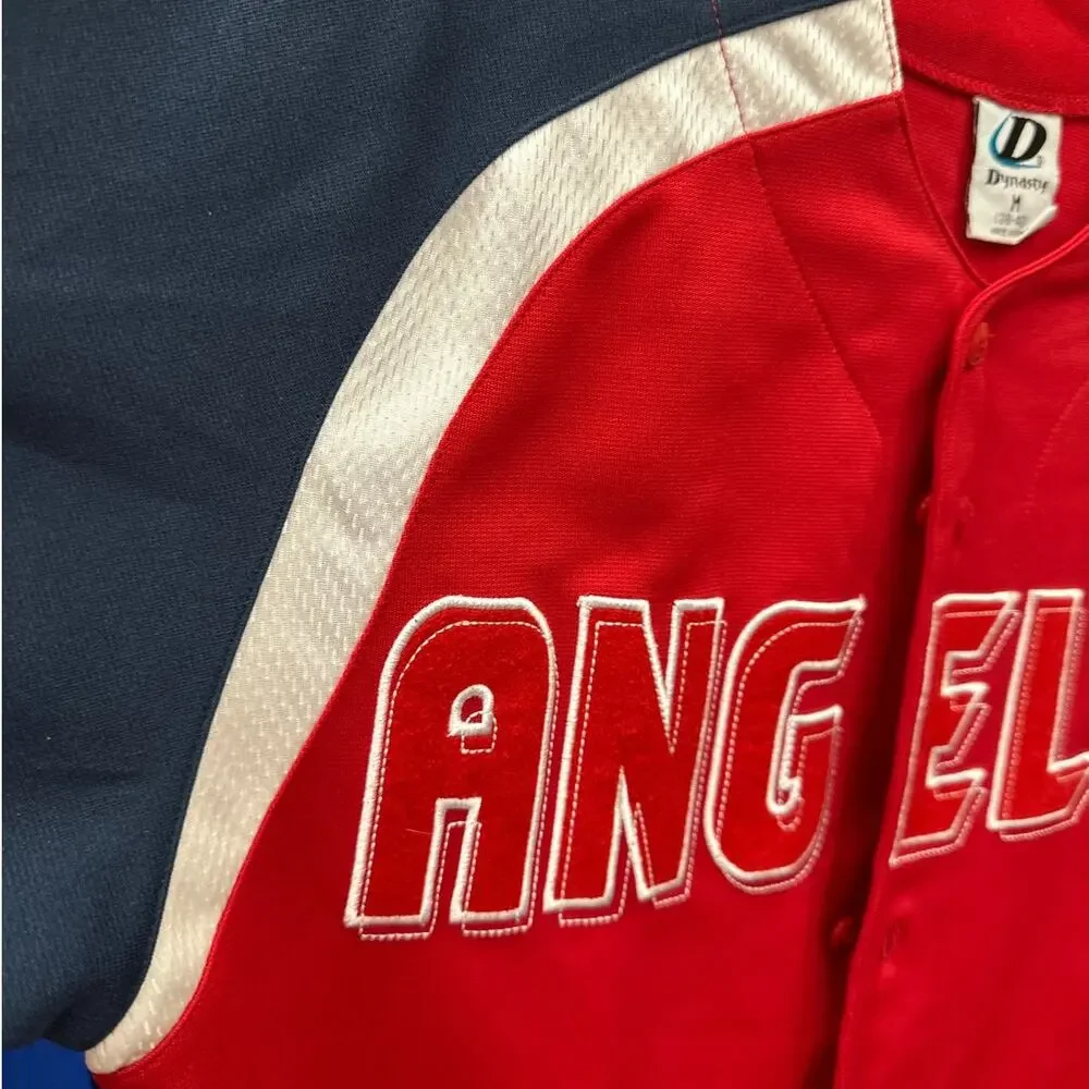 Vintage Dynasty California Angels Baseball Jersey Red Blue Medium 38-40